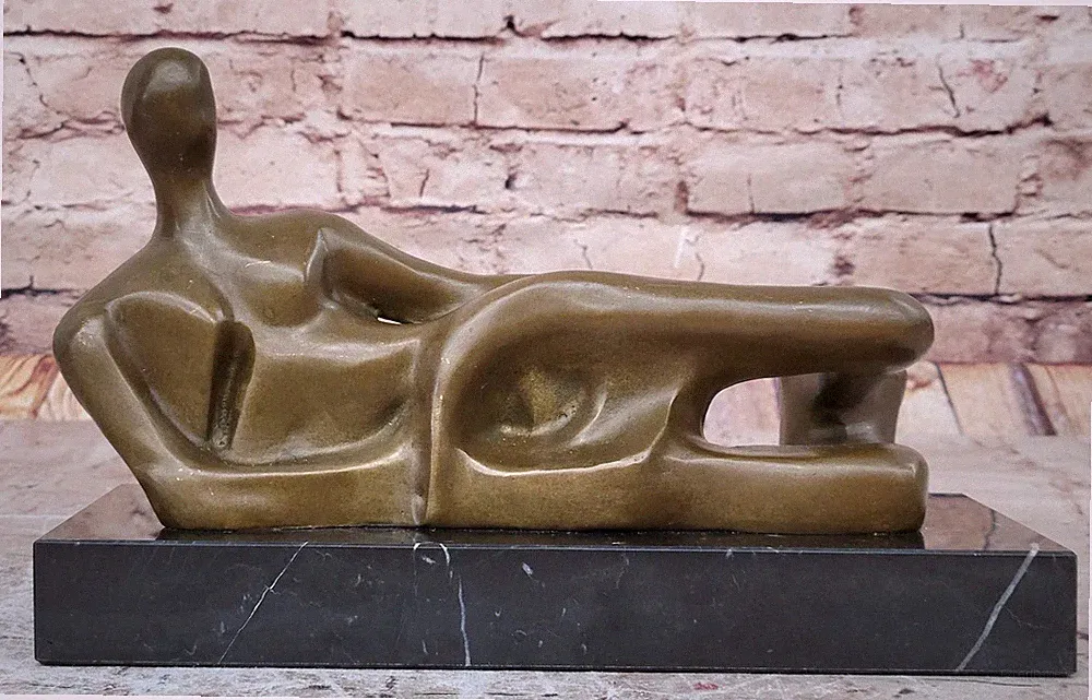 100% Solid Bronze Sculpture signed Henry Moore Reclining Figure: Festival Sale