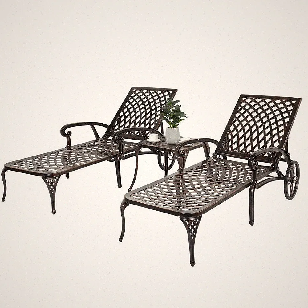 2 Pcs Adjustable Pool Chaise Lounge Chair Outdoor Patio Furniture Pool Chairs US