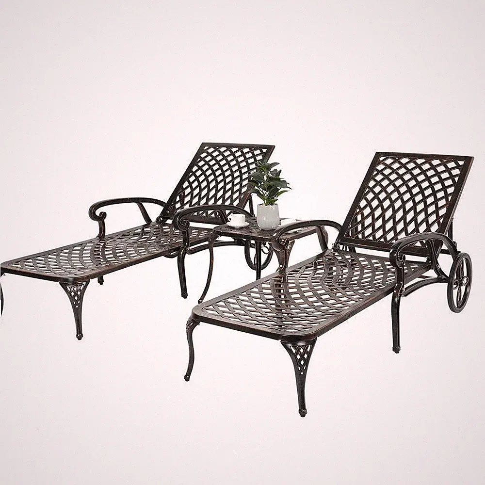 2 PCS Adjustable Pool Chaise Lounge Chairs, Outdoor Patio Furniture Pool Chairs