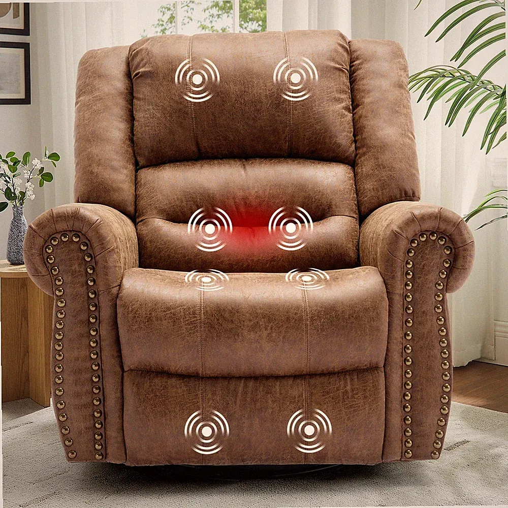 360° Swivel Rocker Recliner with Heat & Massage Manual Recliner Chair w/ Armrest
