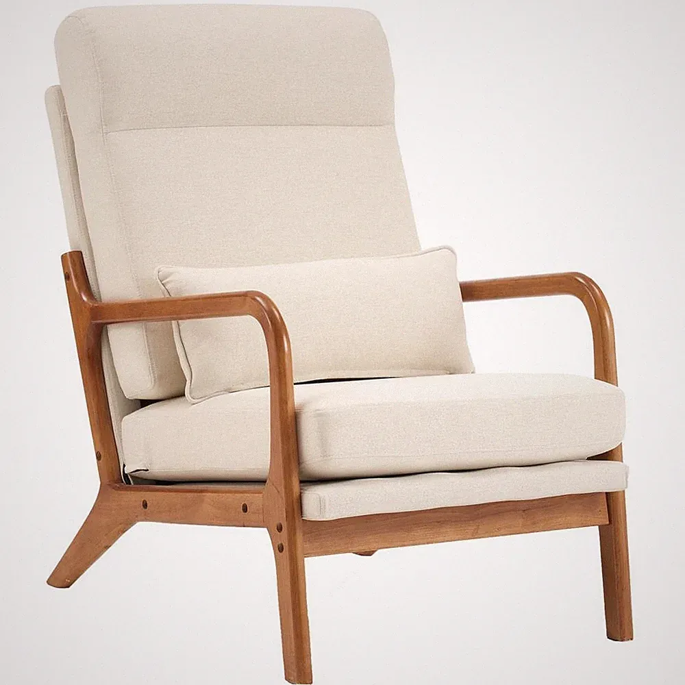 Accent Chair Mid-Century Modern Armchair Wood Frame for Living Room Bedroom