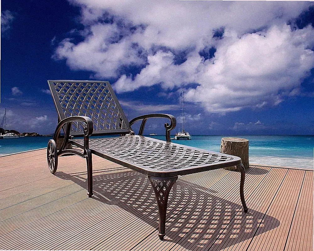Aluminium Cast Lounge Chair Adjustable Backrest Durable Outdoor Leisure Brown
