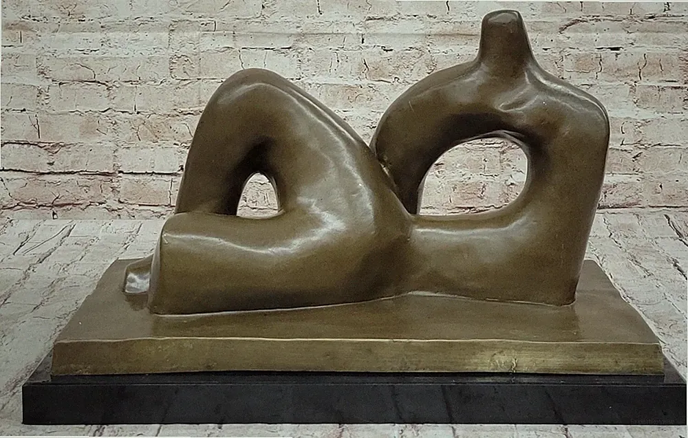 HENRY MOORE / Amazing Bronze Sculpture Signed Hand Made "Reclining Figure"