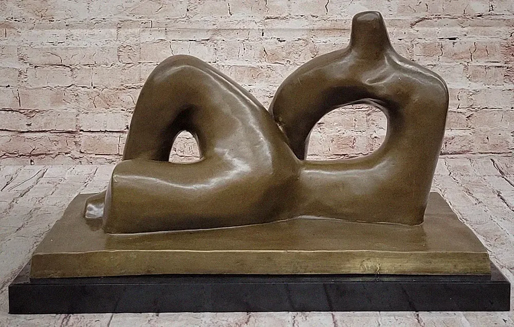 HENRY MOORE / Amazing Bronze Sculpture Signed Hand Made "Reclining Figure" Sale