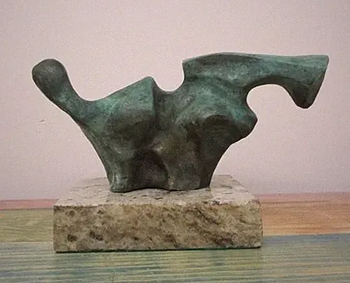 HENRY MOORE " RECLINING HEAD I " BRONZE SCULPTURE SIGNED AND NUMBERED