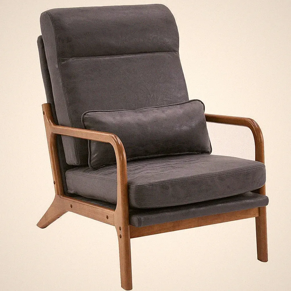 Mid-Century Accent Chair Reading Armchair Upholstered Single Sofa High Back