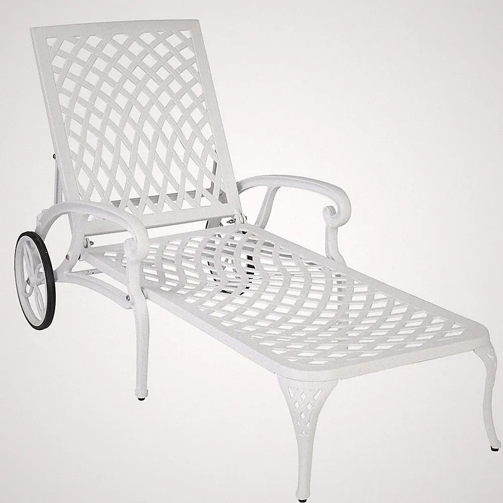 Outdoor Cast Aluminum Chaise Lounge Chair Patio Pool Beach Chair Recliner Yard