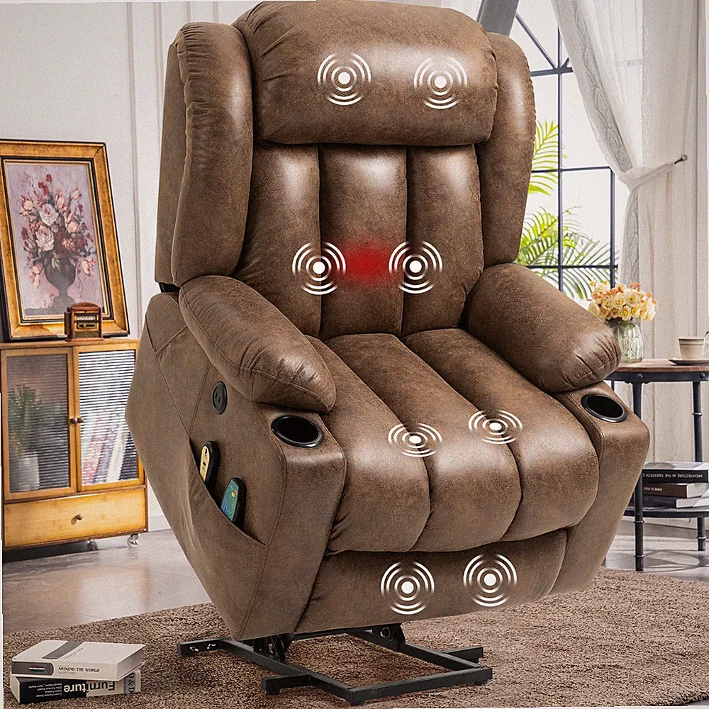 Oversized Electric Power Lift Recliner Chair w/ Heat Massage & Extended Footrest