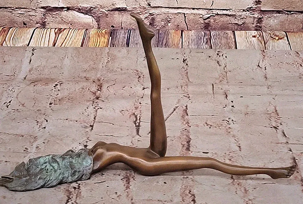 Surreal Reclining Nude Bronze Sculpture – Whimsical Art for Contemporary Décor